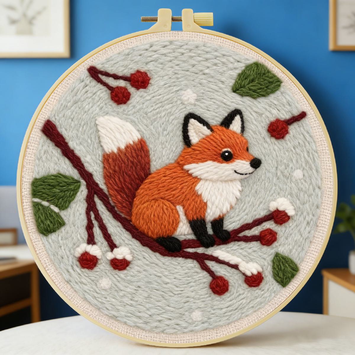 Is Sewing Textile Art - 20X20CM/7.87inch Animal - Fox punch needle
