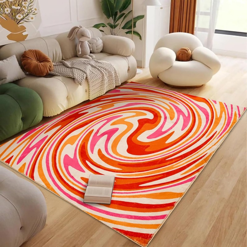 Century Textile & Sewing Supply Avenue C North Saskatoon Sk - Orange Aesthetic Bedroom Rug Vintage Abstract
