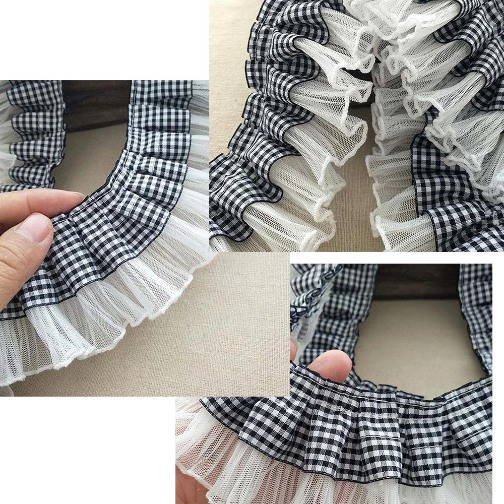 Textile And Sewing Supply - 1 Yard 7CM Pleated Plaid Lace
