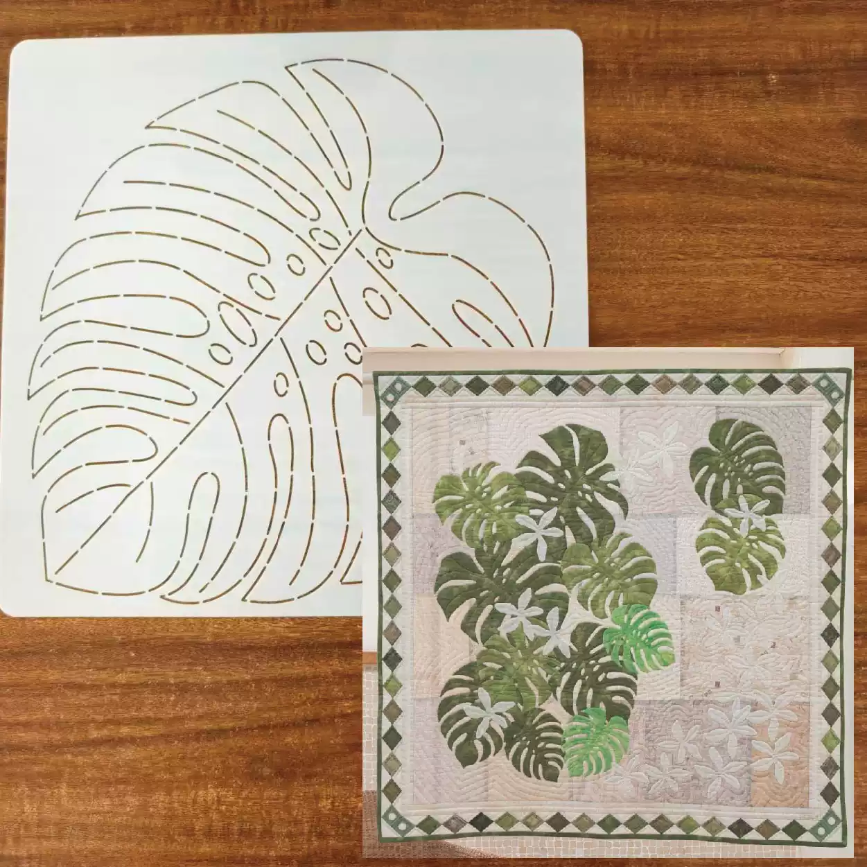 leaf flower Sashiko Embroidery - Is Sewing Textile Art recensie en prijs