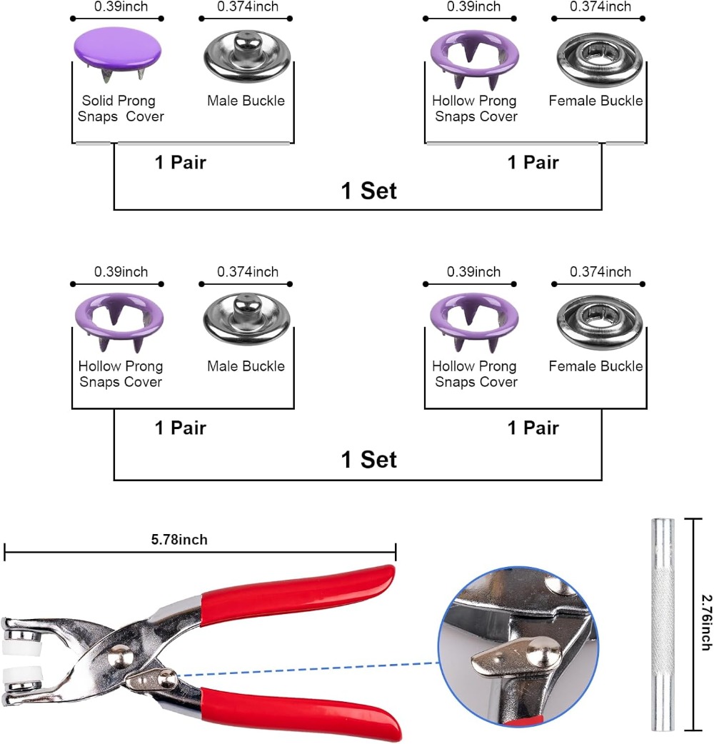 200 Set Snap Button Kit, 9.5mm - Sewing Fabric recensie en prijs