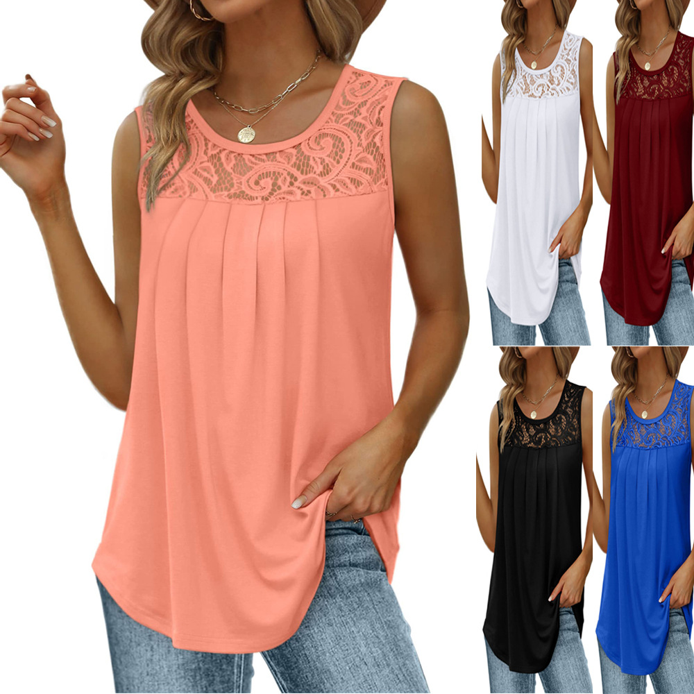 Women's Sleeveless Lace Patchw - Sewing Vest recensie en prijs