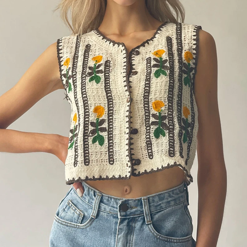 Floral Embroidered Crochet Swe - Sewing Vest recensie en prijs