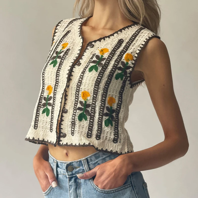Floral Embroidered Crochet Swe - Sewing Vest recensie en prijs